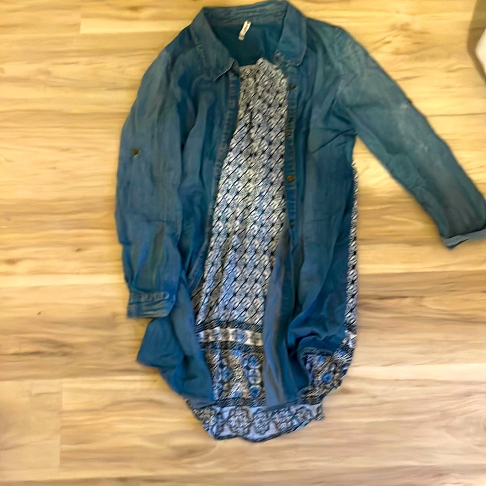 Denim shirt with print back